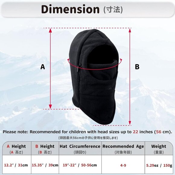 🆕 Kids Fleece Balaclava Blue Ski Face Mask Windproof Winter Hat Neck Warmer - Picture 2 of 7